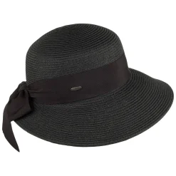 Outlet Chapeau de Paille Été avec Noeud en Gros-Grain noir Femme Chapeaux Été|Chapeaux De Paille