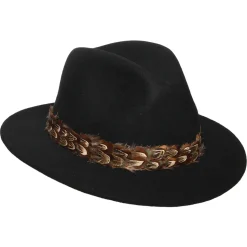 Outlet Chapeau Fedora Déformable Hydrofuge en Laine Feutrée avec Bandeau à Plumes Kansas noir Femme/Homme Chapeaux Trilby|Chapeaux Fedora
