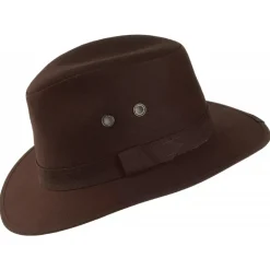 New Chapeau Fedora en Coton Ciré Hydrofuge Drifter marron Femme/Homme Chapeaux Trilby|Chapeaux Fedora