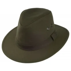 Cheap Chapeau Fedora en Coton Ciré Hydrofuge Drifter olive Femme/Homme Chapeaux Trilby|Chapeaux Fedora