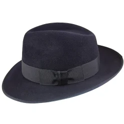 Shop Chapeau Fedora en Fourrure Feutrée Gangster bleu marine Femme/Homme Chapeaux Trilby|Chapeaux Fedora