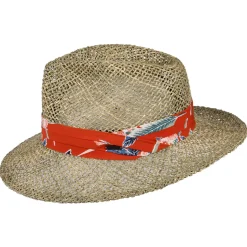 Outlet Chapeau Fedora en Jonc de Mer Aloha naturel-orange Femme/Homme Chapeaux Trilby|Chapeaux Fedora