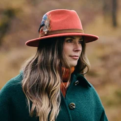 Sale Chapeau Fedora en Laine Feutrée Hydrofuge gingembre Femme Chapeaux Trilby|Chapeaux Fedora