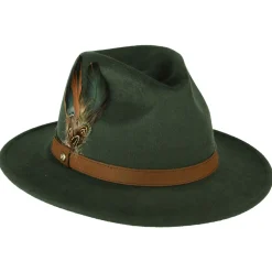 Cheap Chapeau Fedora en Laine Feutrée Hydrofuge olive Femme Chapeaux Trilby|Chapeaux Fedora