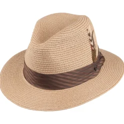 Cheap Chapeau Fedora en Paille Toyo Tressée cappuccino JAXON & JAMES Femme/Homme Chapeaux Trilby|Chapeaux Fedora