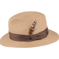 Cheap Chapeau Fedora en Paille Toyo Tressée cappuccino JAXON & JAMES Femme/Homme Chapeaux Trilby|Chapeaux Fedora