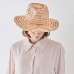 Best Chapeau Fedora en Raphia Déformable naturel-rose Femme Chapeaux Trilby|Chapeaux Fedora