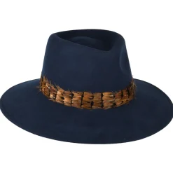 Best Chapeau Fedora Hydrofuge avec Plume bleu marine Femme Chapeaux Trilby|Chapeaux Fedora