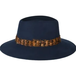Best Chapeau Fedora Hydrofuge avec Plume bleu marine Femme Chapeaux Trilby|Chapeaux Fedora