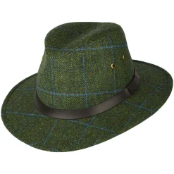 Hot Chapeau Fedora Hydrofuge à Carreaux Huntsman vert-bleu Femme/Homme Chapeaux Trilby|Chapeaux Fedora