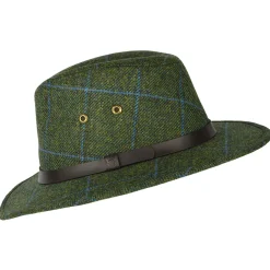 Hot Chapeau Fedora Hydrofuge à Carreaux Huntsman vert-bleu Femme/Homme Chapeaux Trilby|Chapeaux Fedora