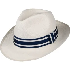 Clearance Chapeau Fedora Panama avec Bandeau à Rayures Ascot Striatus Preset décoloré Femme Chapeaux Trilby|Chapeaux Fedora