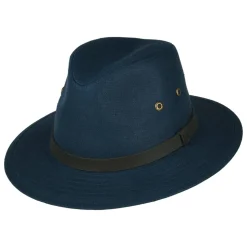 Online Chapeau Fedora Safari en Lin Irlandais bleu marine Femme/Homme Chapeaux Trilby|Chapeaux Fedora