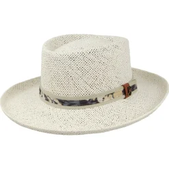 Sale Chapeau Gambler de Golf en Paille naturel-bleu Femme/Homme Chapeaux Été|Chapeaux De Paille