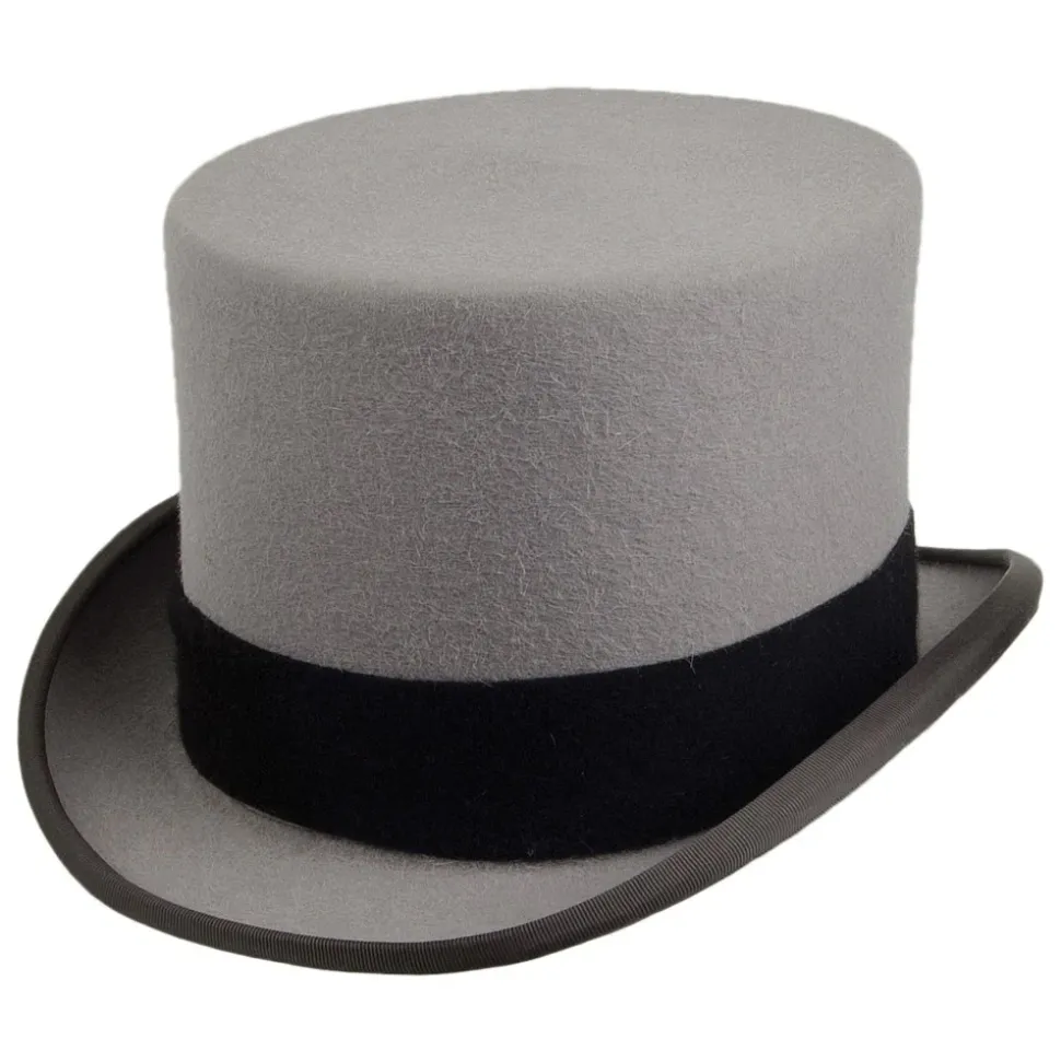 Fashion Chapeau Haut de Forme en Fourrure Feutrée Ascot gris Homme Hauts De Forme|Grandes Tailles
