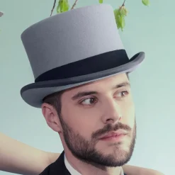 Fashion Chapeau Haut de Forme en Fourrure Feutrée Ascot gris Homme Hauts De Forme|Grandes Tailles