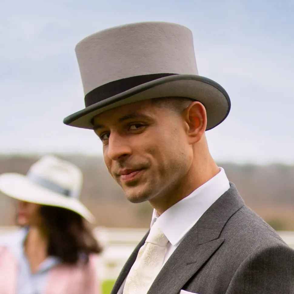 Fashion Chapeau Haut de Forme en Fourrure Feutrée Ascot gris Homme Hauts De Forme|Grandes Tailles