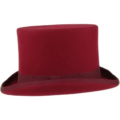 Sale Chapeau Haut de Forme en Laine Feutrée bordeaux Homme Hauts De Forme|Chapeaux Homme