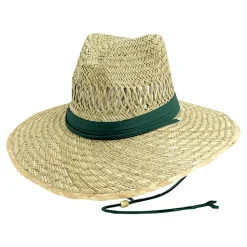 Outlet Chapeau Lifeguard en Paille de Jonc naturel-vert foncé Homme Chapeaux Été|Chapeaux De Paille