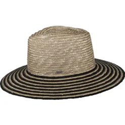 Outlet Chapeau Été en Paille Joanna Festival gris fumée-noir Femme Chapeaux Fedora|Chapeaux Été