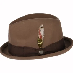 Cheap Chapeau Trilby en Laine Feutrée Gain marron Femme/Homme Chapeaux Trilby|Chapeaux Fedora
