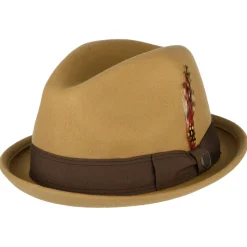 Best Chapeau Trilby en Laine Feutrée Gain sable du désert Femme/Homme Chapeaux Trilby|Chapeaux Fedora