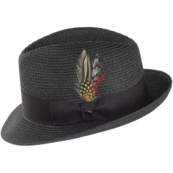 Clearance Chapeau Trilby en Paille Pinch Crown noir JAXON & JAMES Femme/Homme Chapeaux Trilby|Chapeaux Fedora