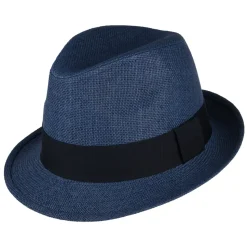 Fashion Chapeau Trilby en Paille Toyo bleu marine Femme/Homme Chapeaux Trilby|Chapeaux Fedora