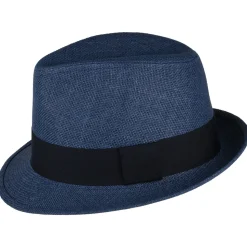 Fashion Chapeau Trilby en Paille Toyo bleu marine Femme/Homme Chapeaux Trilby|Chapeaux Fedora