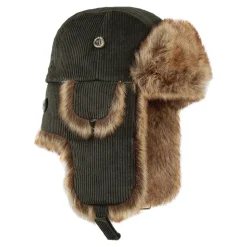 Best Sale Chapka Bomber en Velours Côtelé et Fausse Fourrure vert militaire Femme Fausse Fourrure|Chapeaux Hiver