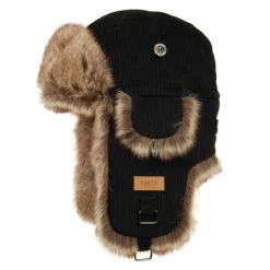 Outlet Chapka Bomber en Velours Côtelé et Fausse Fourrure noir Femme Fausse Fourrure|Chapeaux Hiver