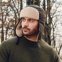 Store Chapka en Coton Ciré olive Homme Chapeaux Hiver|Chapeaux De Pluie